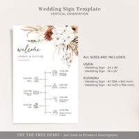 LAUREL Boho Wedding Order of Events Sign Printable