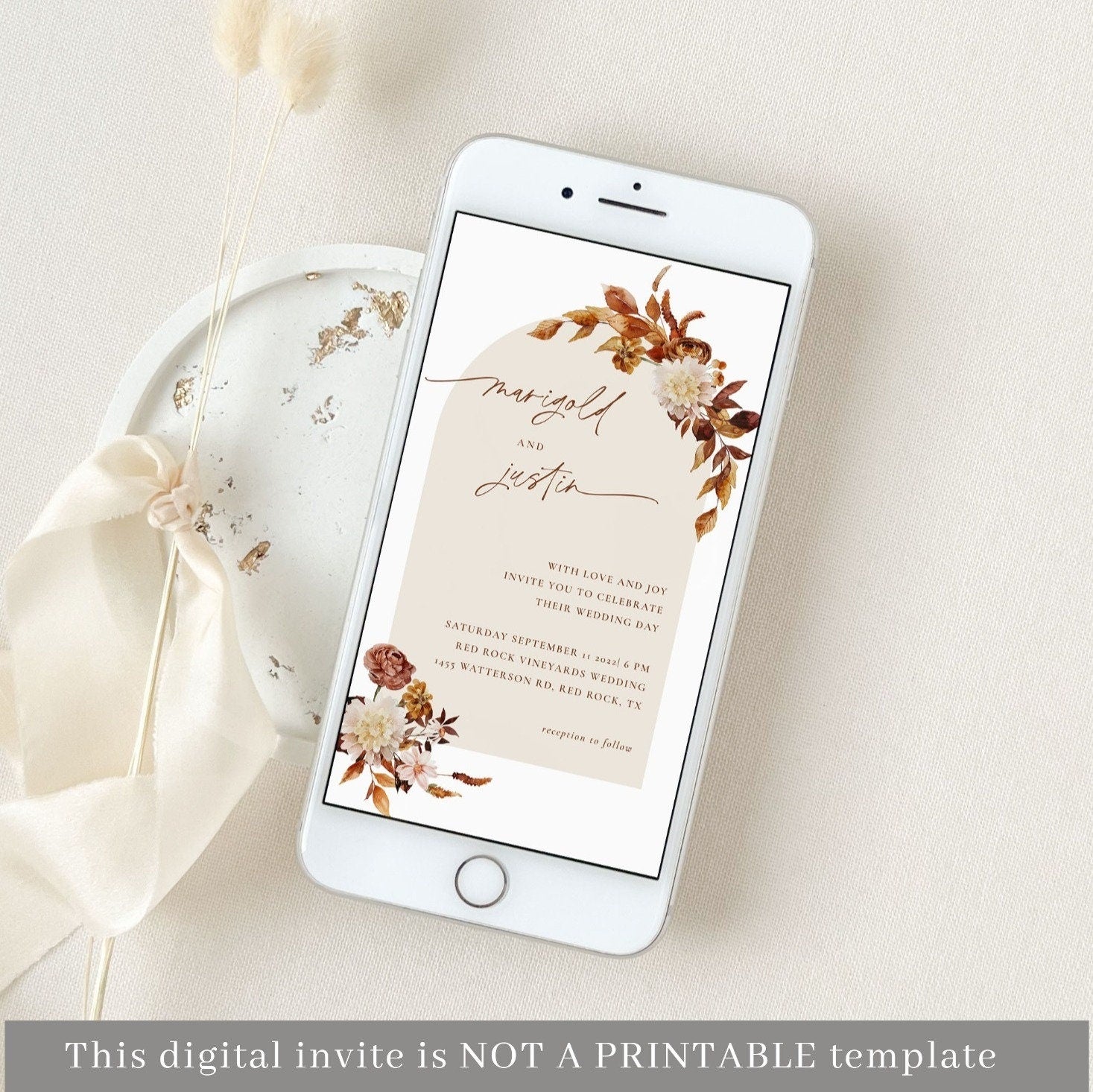 MARIGOLD Boho Wedding Invitation Electronic