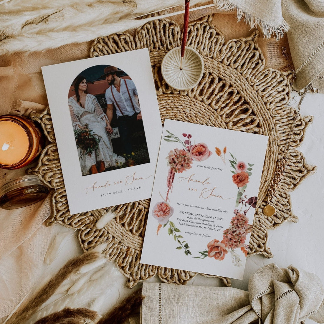 SCARLETT Bohemian Wedding Invitation Template