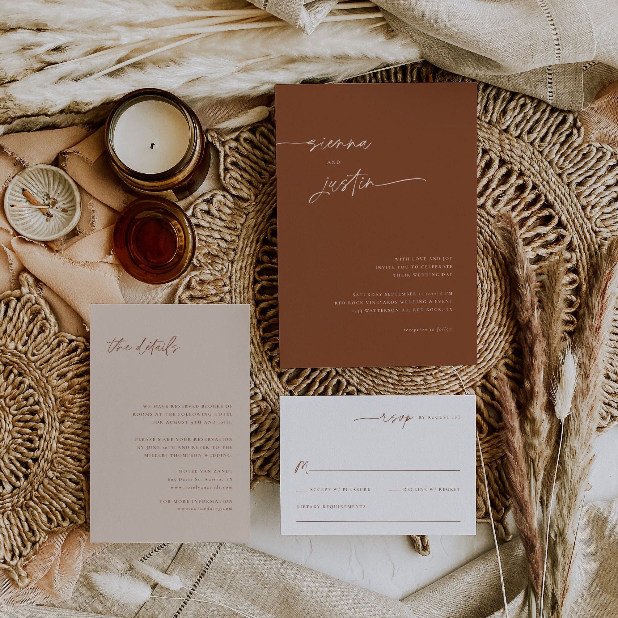 SIENNA Terracotta Wedding Invitation Set Template