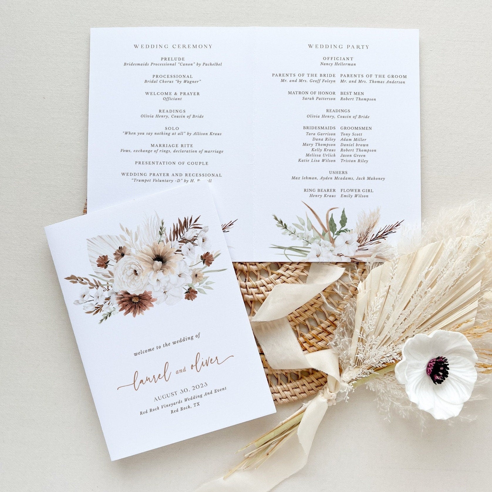 LAUREL Template for Wedding Program