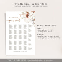 LAUREL Alphabetical Wedding Seating Chart Template