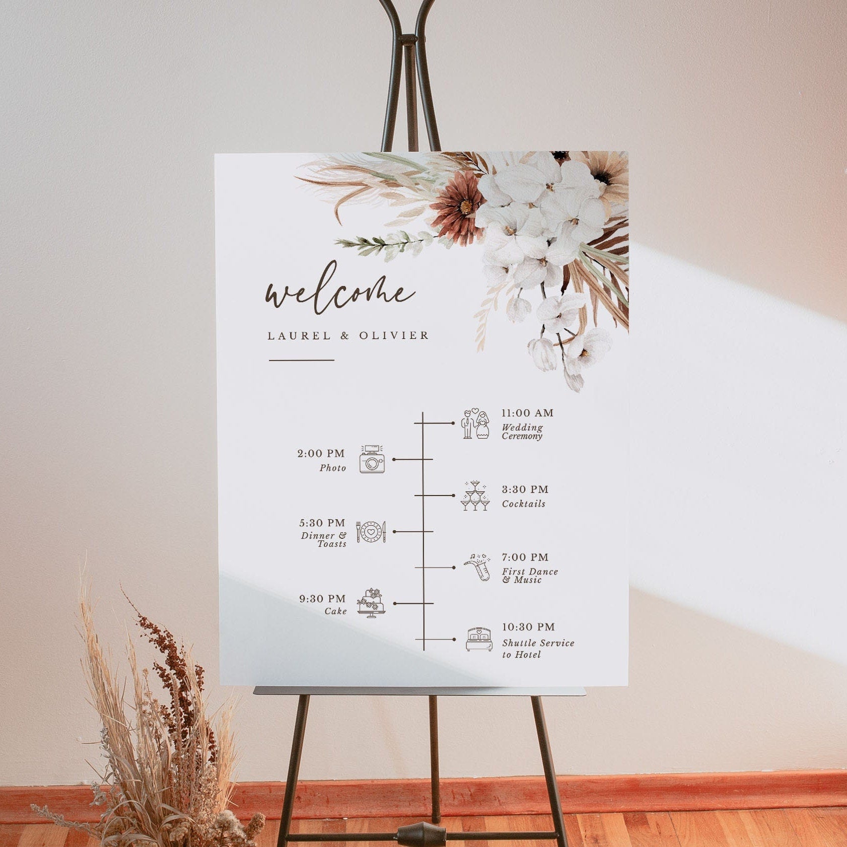 LAUREL Boho Wedding Order of Events Sign Printable