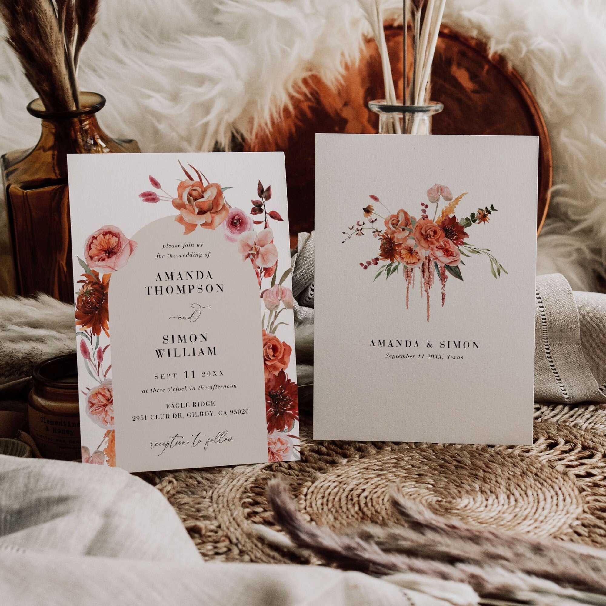 SCARLETT Diy Boho Wedding Invitation Template