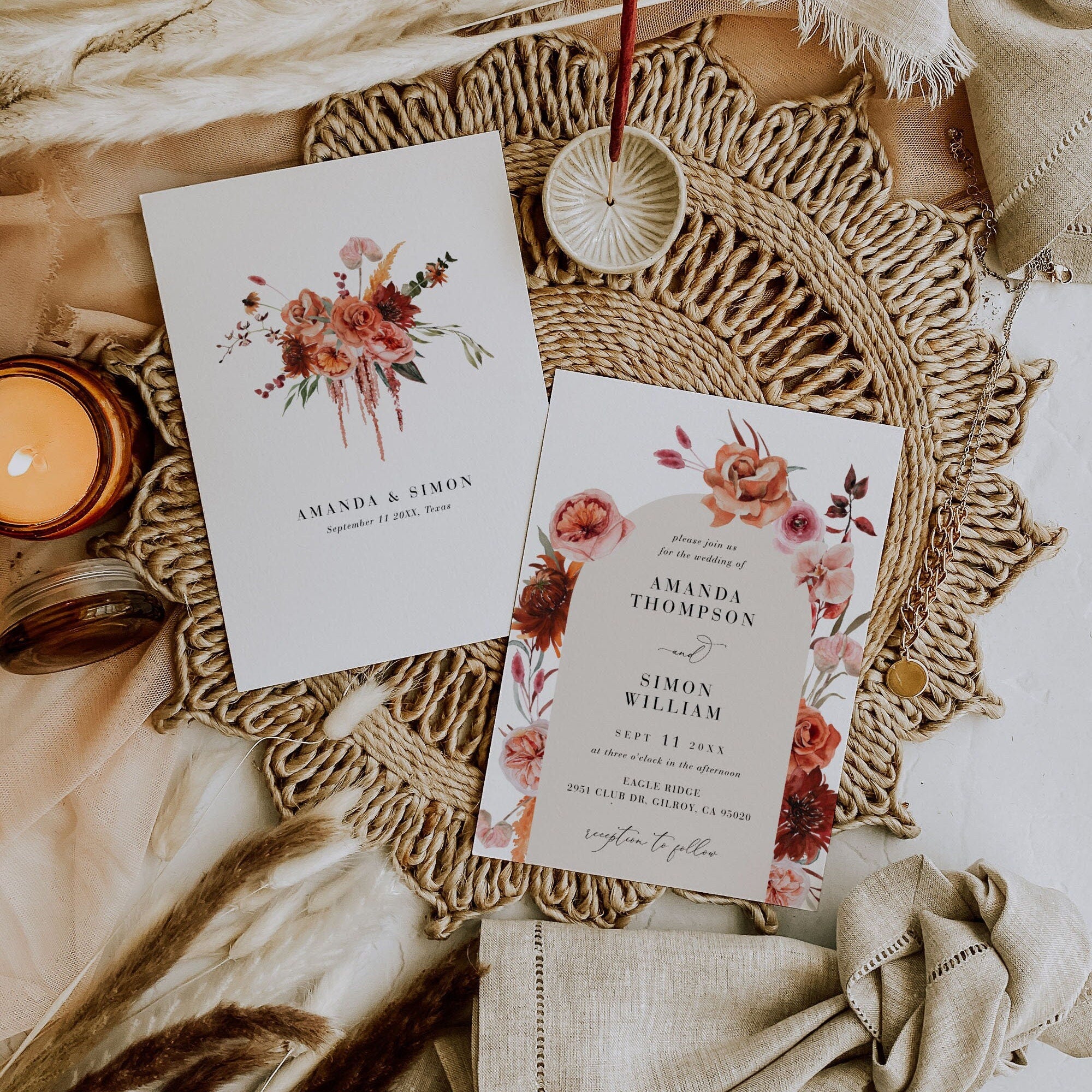 SCARLETT Diy Boho Wedding Invitation Template