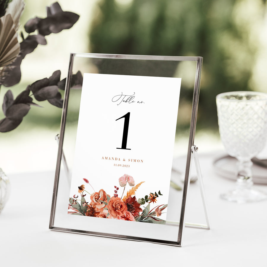 SCARLETT Boho Wedding Table Numbers Template