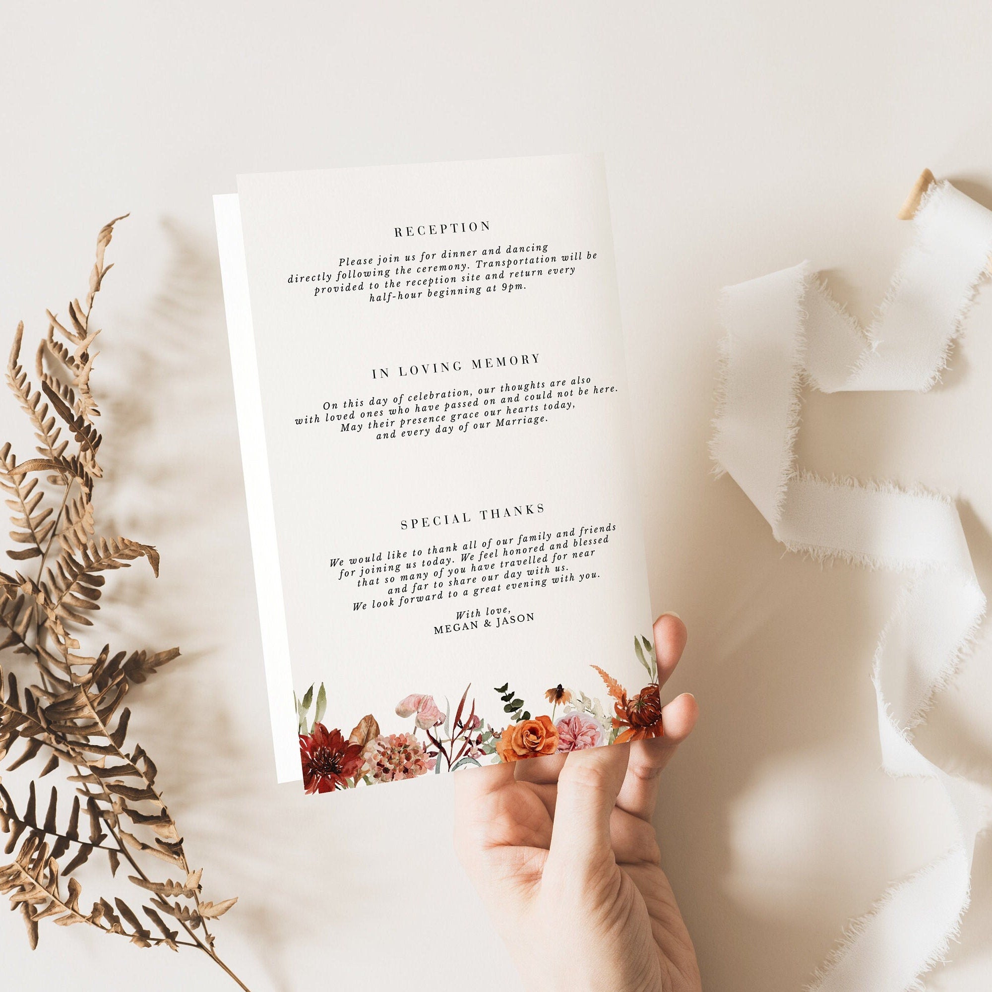 SCARLETT Boho Wedding Program Template – Creative Things Studio