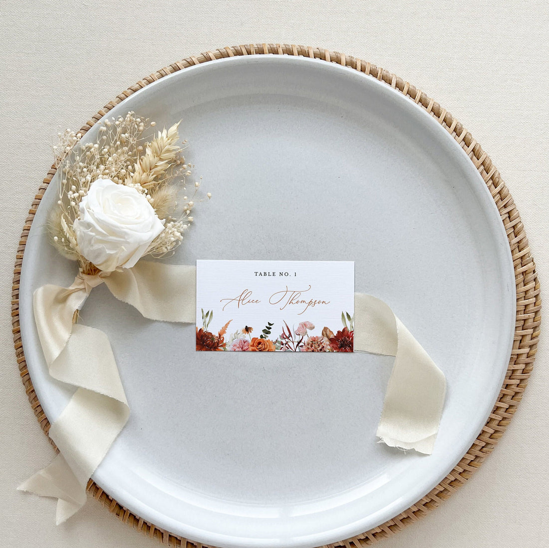 SCARLETT Boho Place Cards Template for Wedding