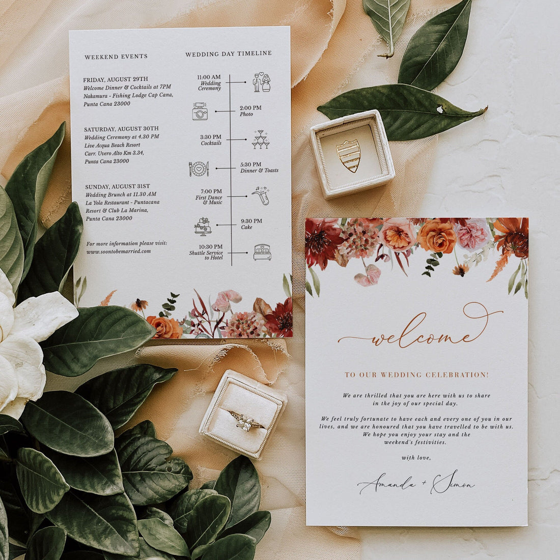 SCARLETT Floral Wedding Itinerary Template