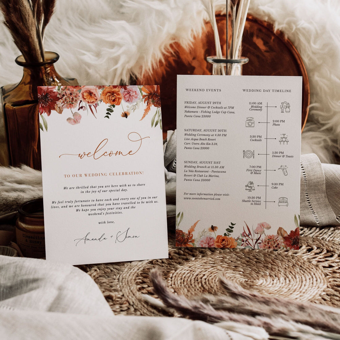 SCARLETT Floral Wedding Itinerary Template