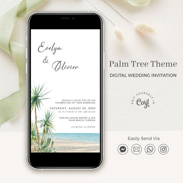 SELMA Palm Tree Wedding Invitation Digital Card