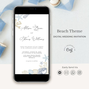 HILA Coastal Wedding Invitation Digital Card
