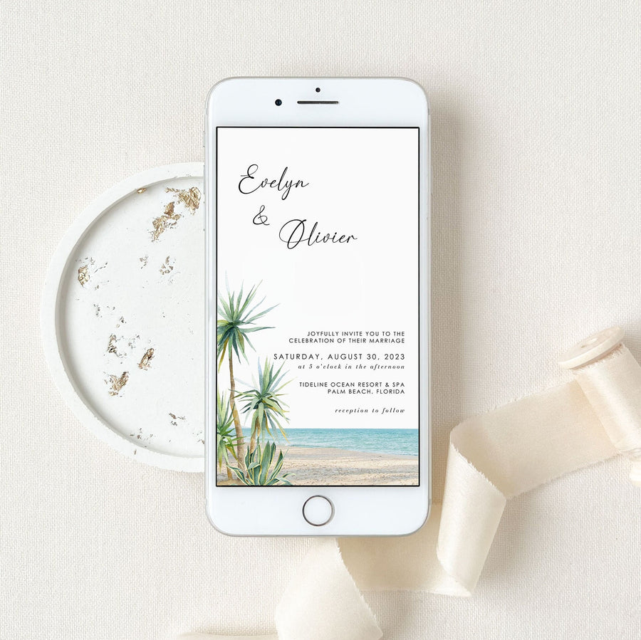 SELMA Palm Tree Wedding Invitation Digital Card