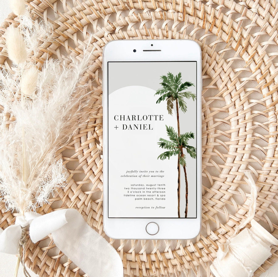 Palm Tree Wedding Invitation Digital Card