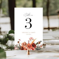 SCARLETT Boho Wedding Table Numbers Template