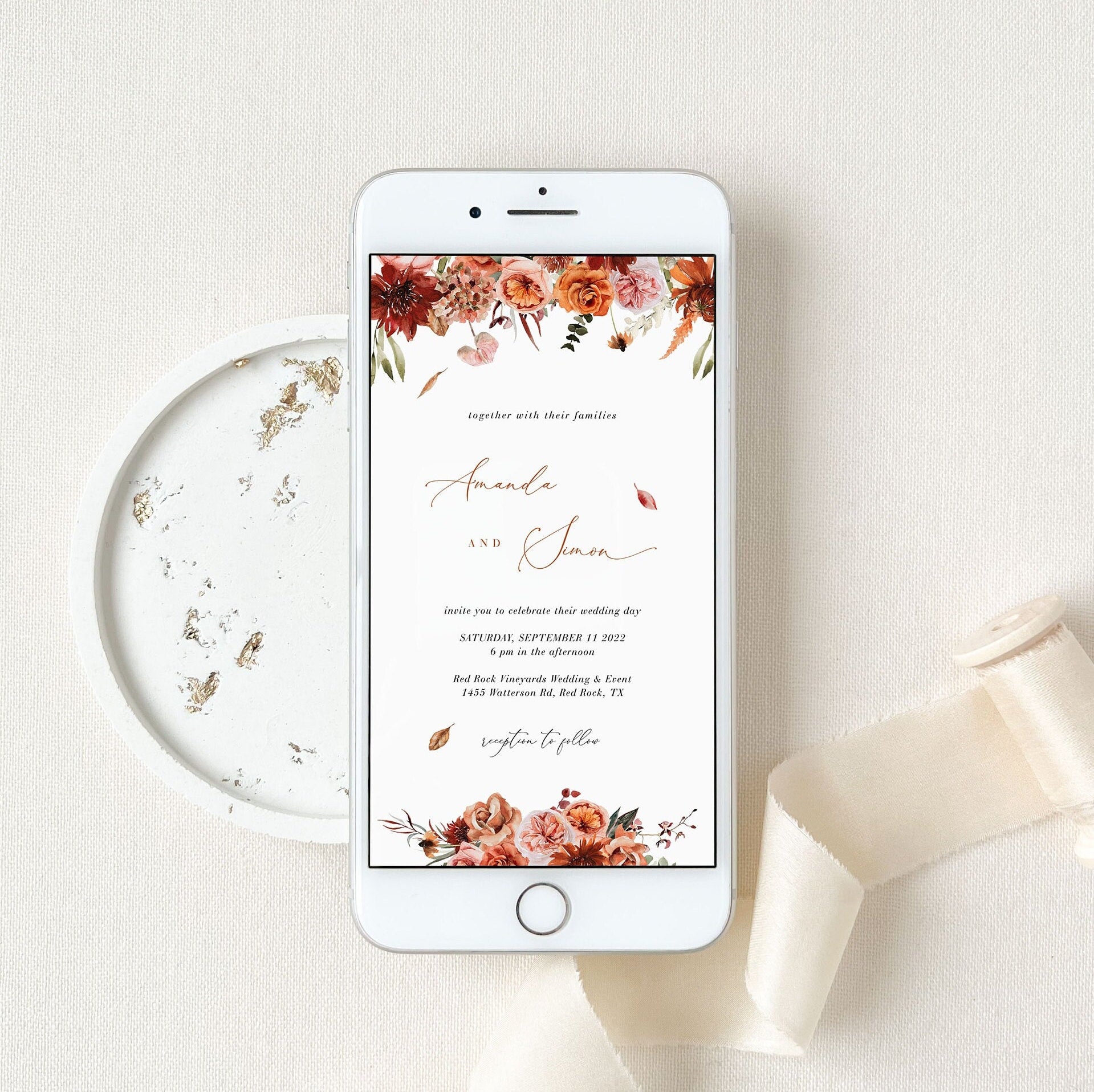 SCARLETT Boho Style Wedding Invitation Digital
