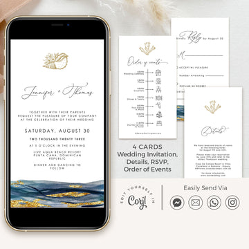 NOA Nautical Wedding Invitation Sets Electronic Card