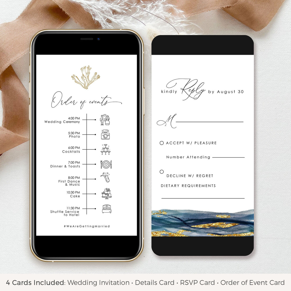 NOA Nautical Wedding Invitation Sets Electronic Card