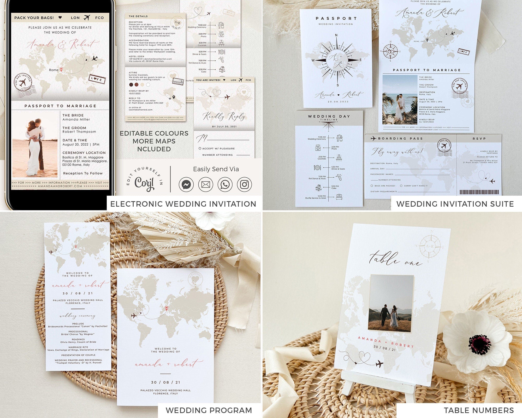 SOFIA Destination Wedding Invitation Bundle Template