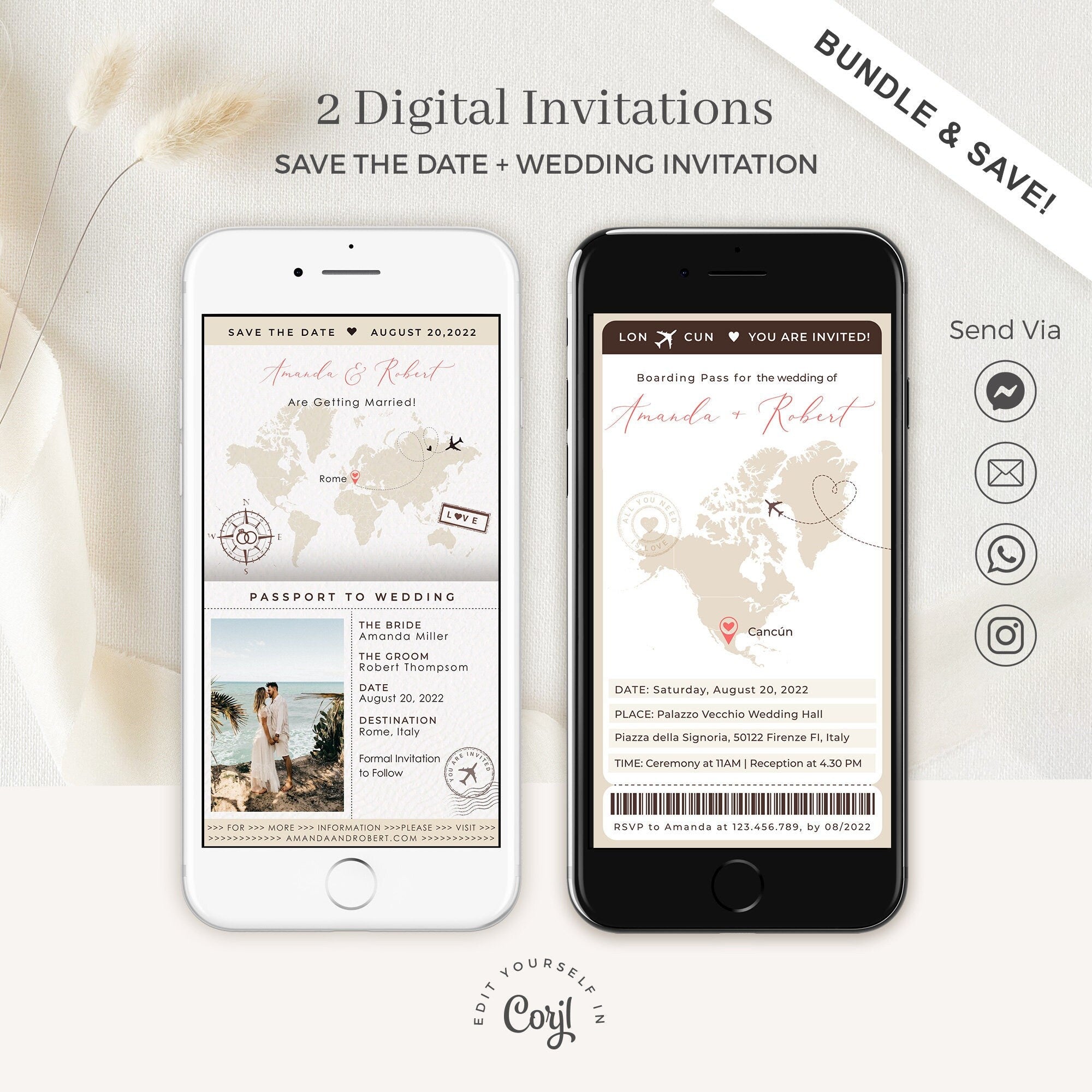 SOFIA Destination Wedding Invitation & Save the Date Bundle