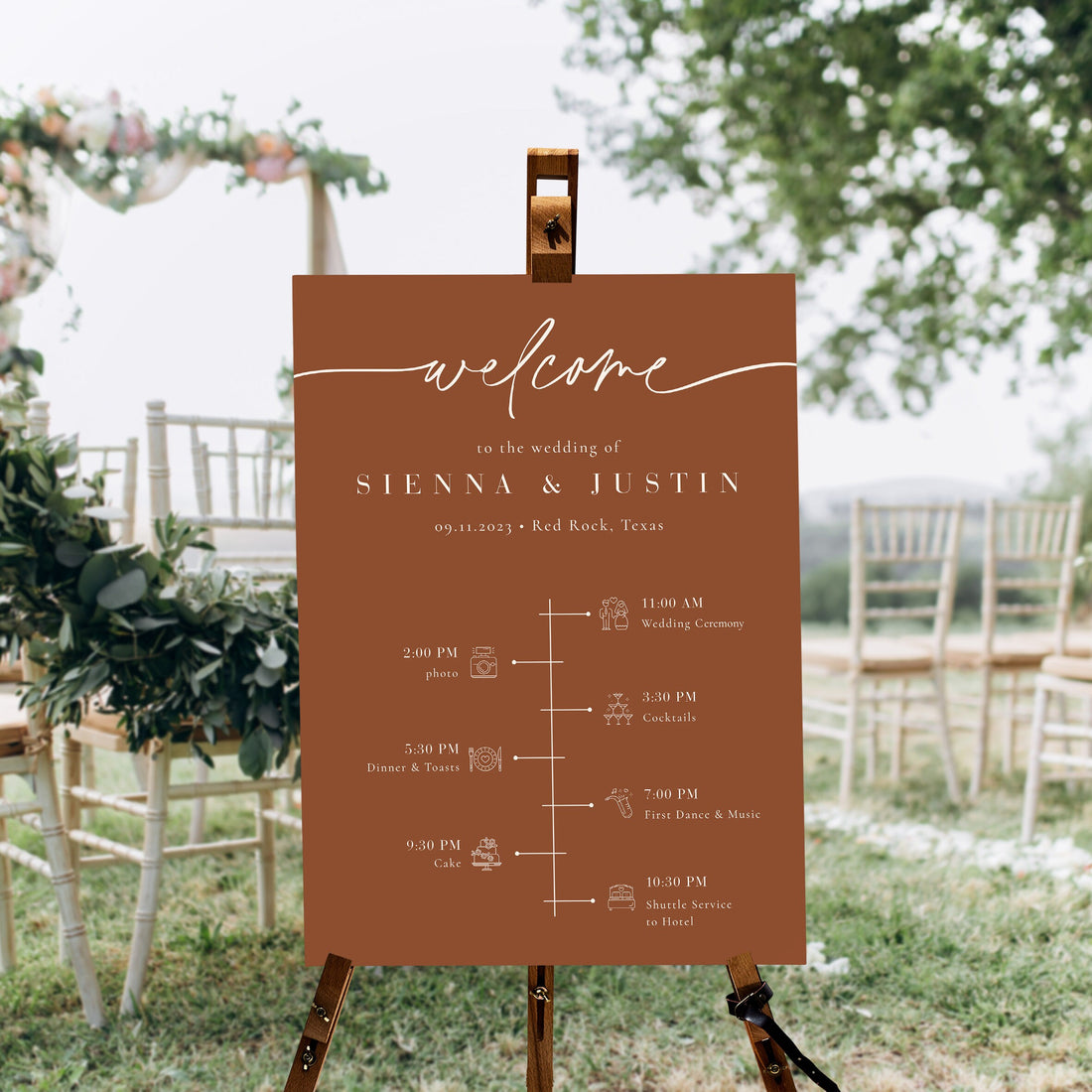 SIENNA Wedding Order of Events Sign Template