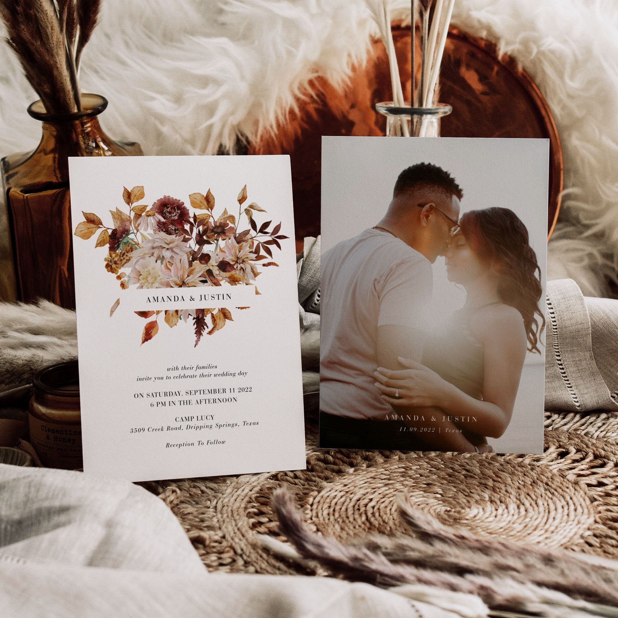 MARIGOLD Boho Fall Wedding Invitation Template
