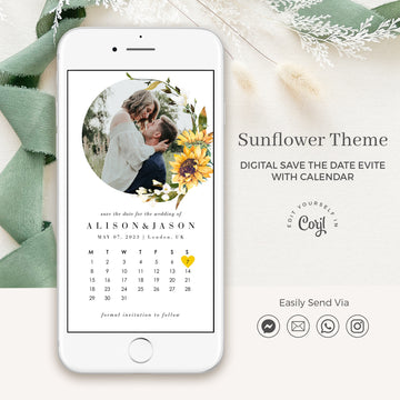 MARISOL Photo Calendar Save the Date with Sunflowers