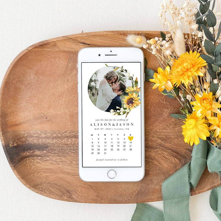 MARISOL Photo Calendar Save the Date with Sunflowers