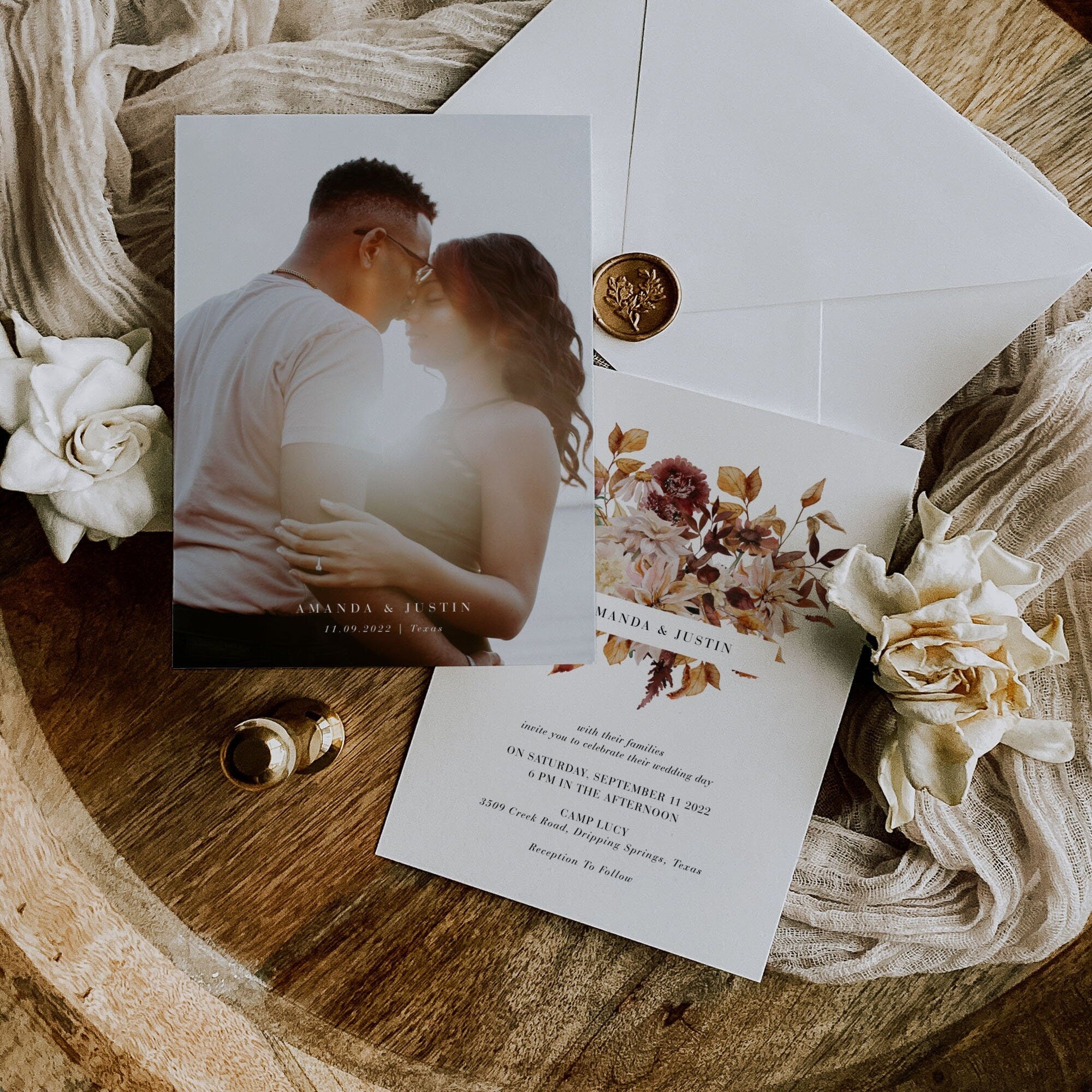 MARIGOLD Boho Fall Wedding Invitation Template