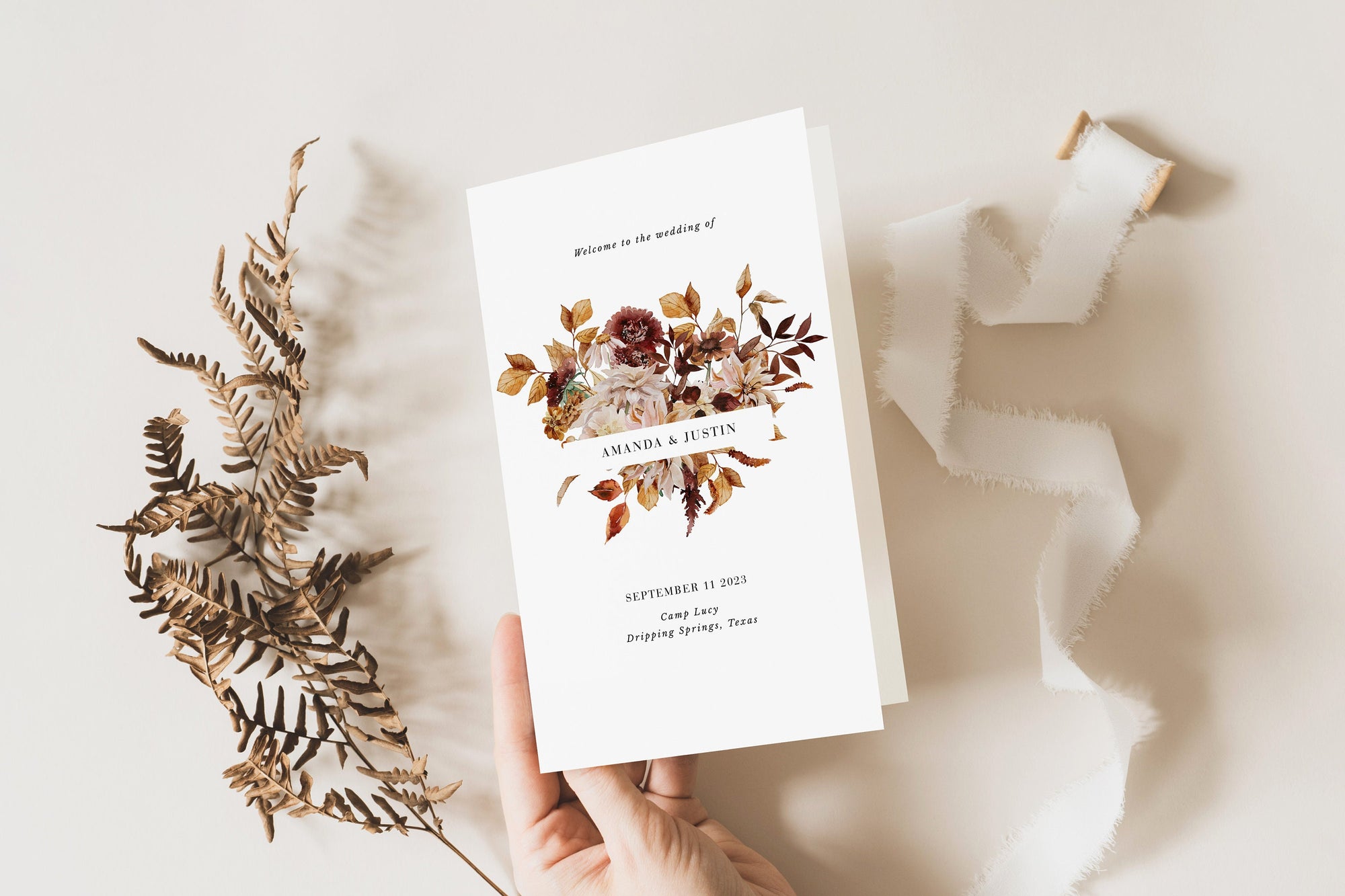 MARIGOLD Fall Wedding Program Template Bifold