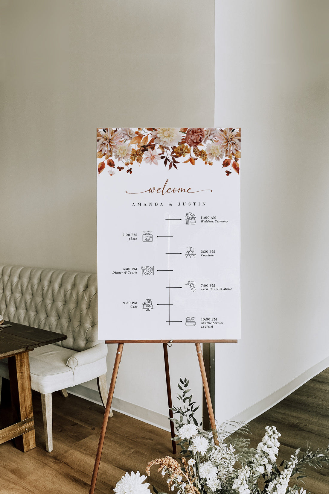 MARIGOLD Fall Wedding Order of Events Sign Template