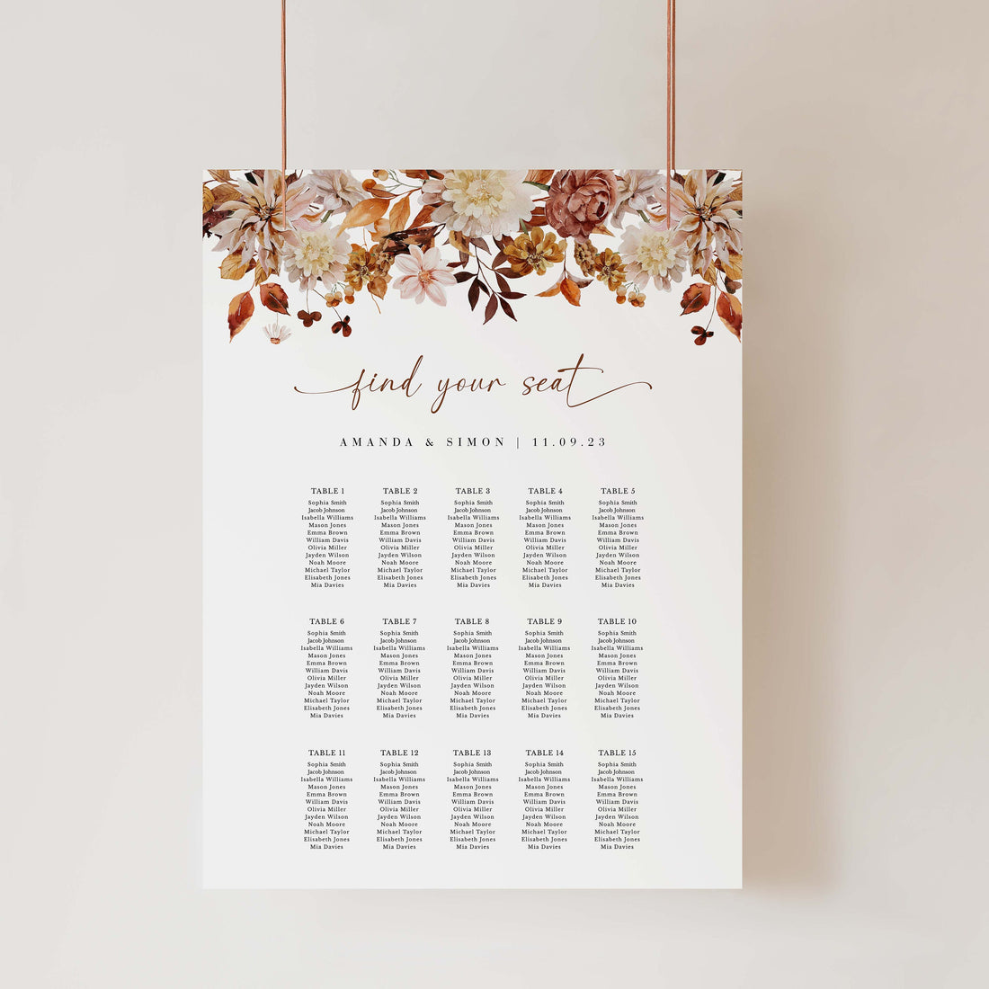 MARIGOLD Find Your Seat Wedding Sign Template