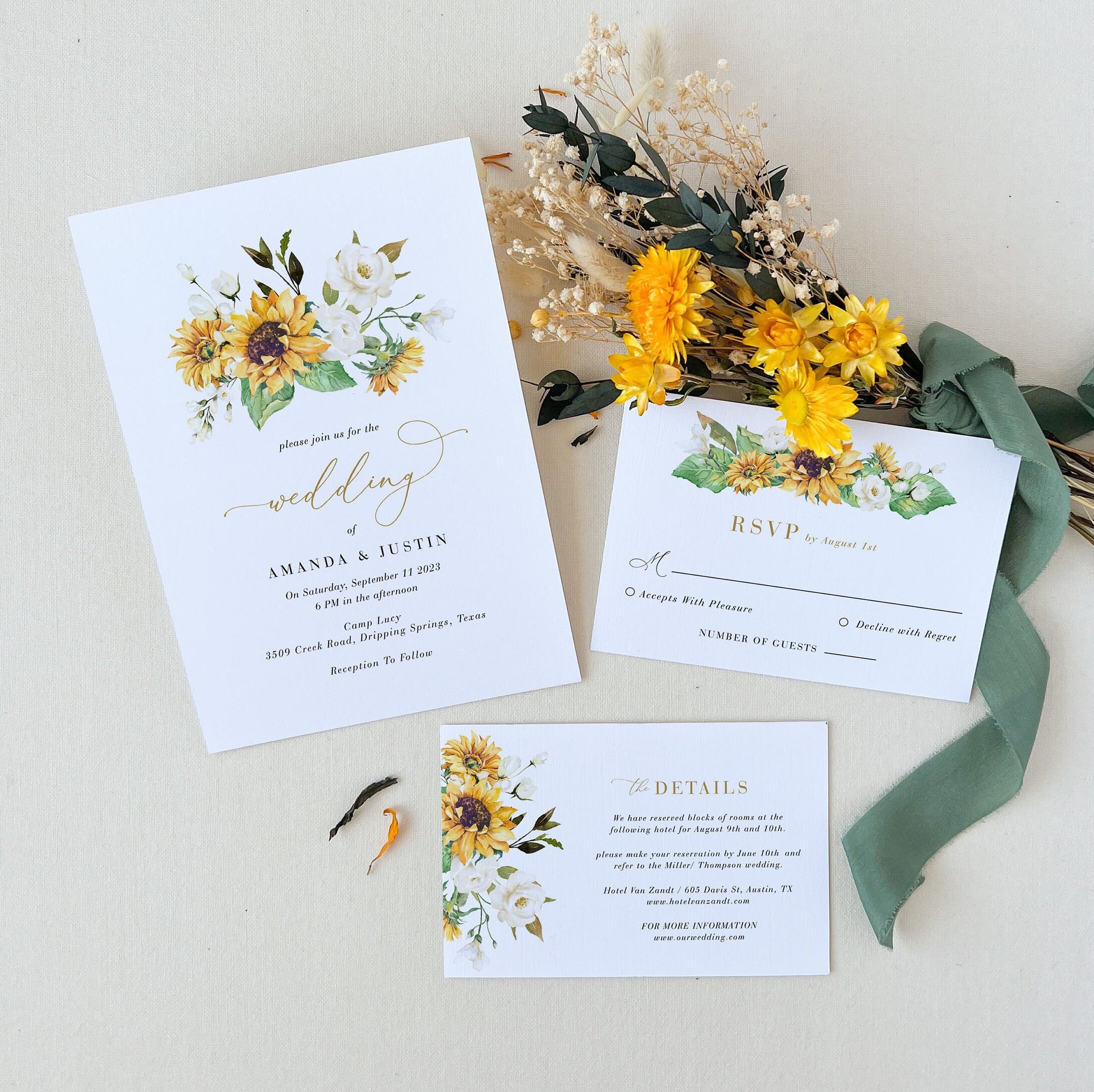 MARISOL Sunflower Wedding Invitation Set Template