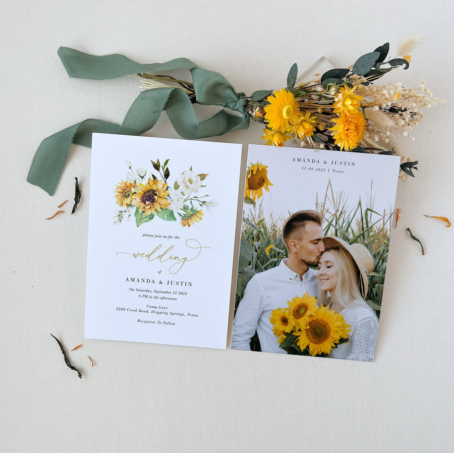 MARISOL Printable Sunflower Save the Date with Picture