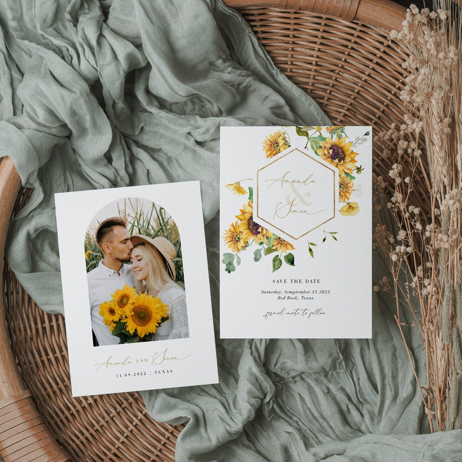 MARISOL Rustic Sunflower Save the Date Template