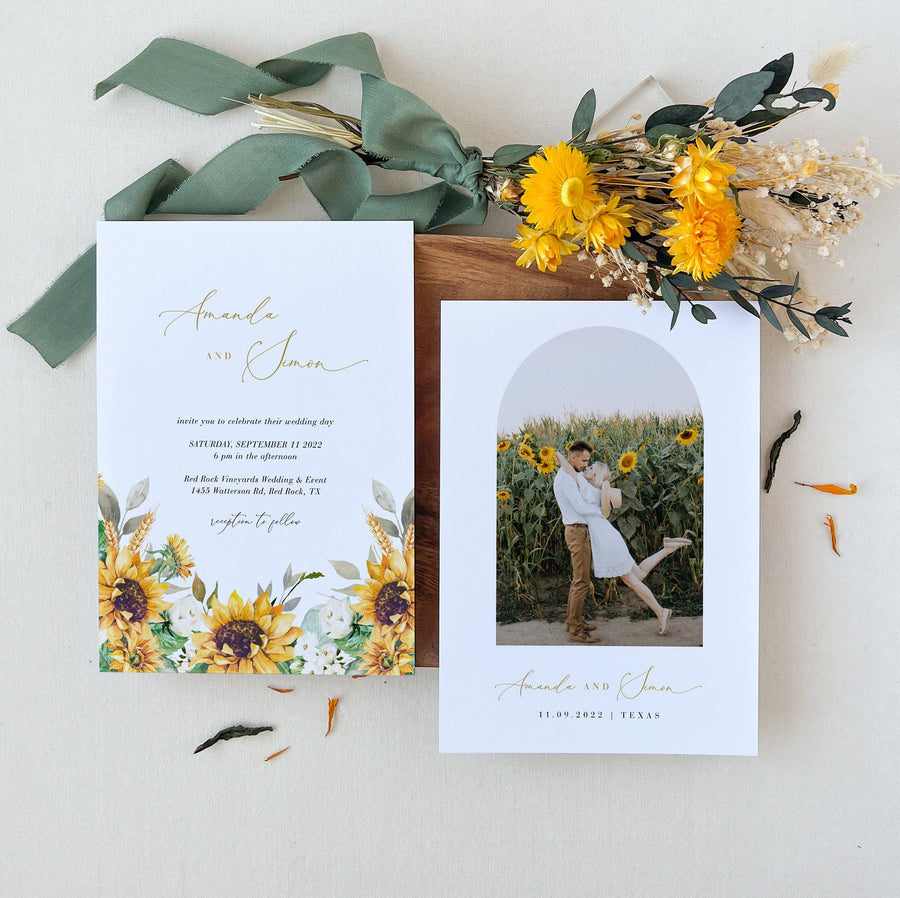 MARISOL Rustic Sunflower Wedding Invitation Template