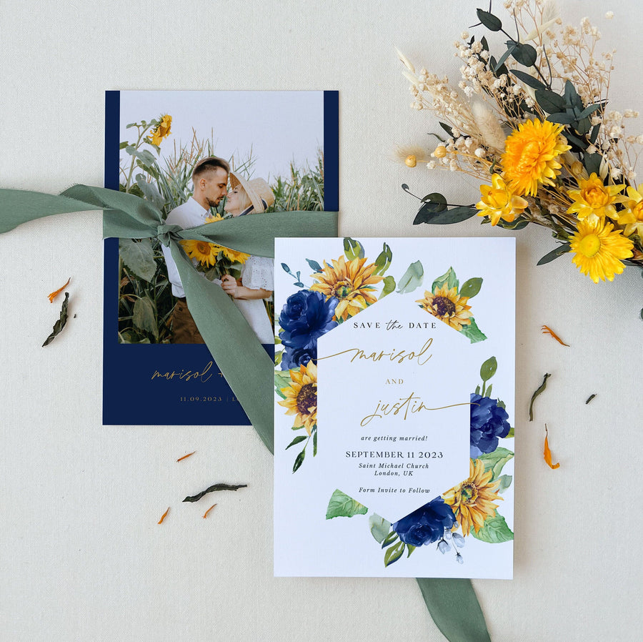 IVY Printable Sunflower Save the Date with Picture