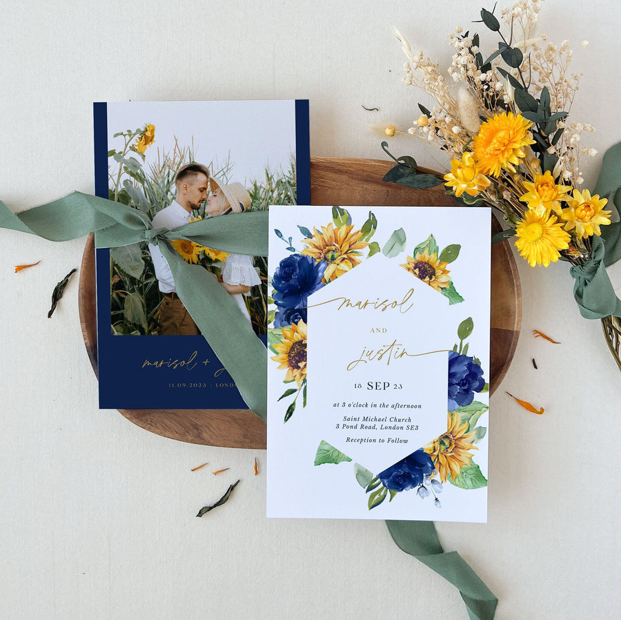 IVY Wedding Invites with Sunflowers Template