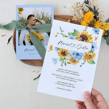 IVY Light Blue and Yellow Wedding Invitation Template