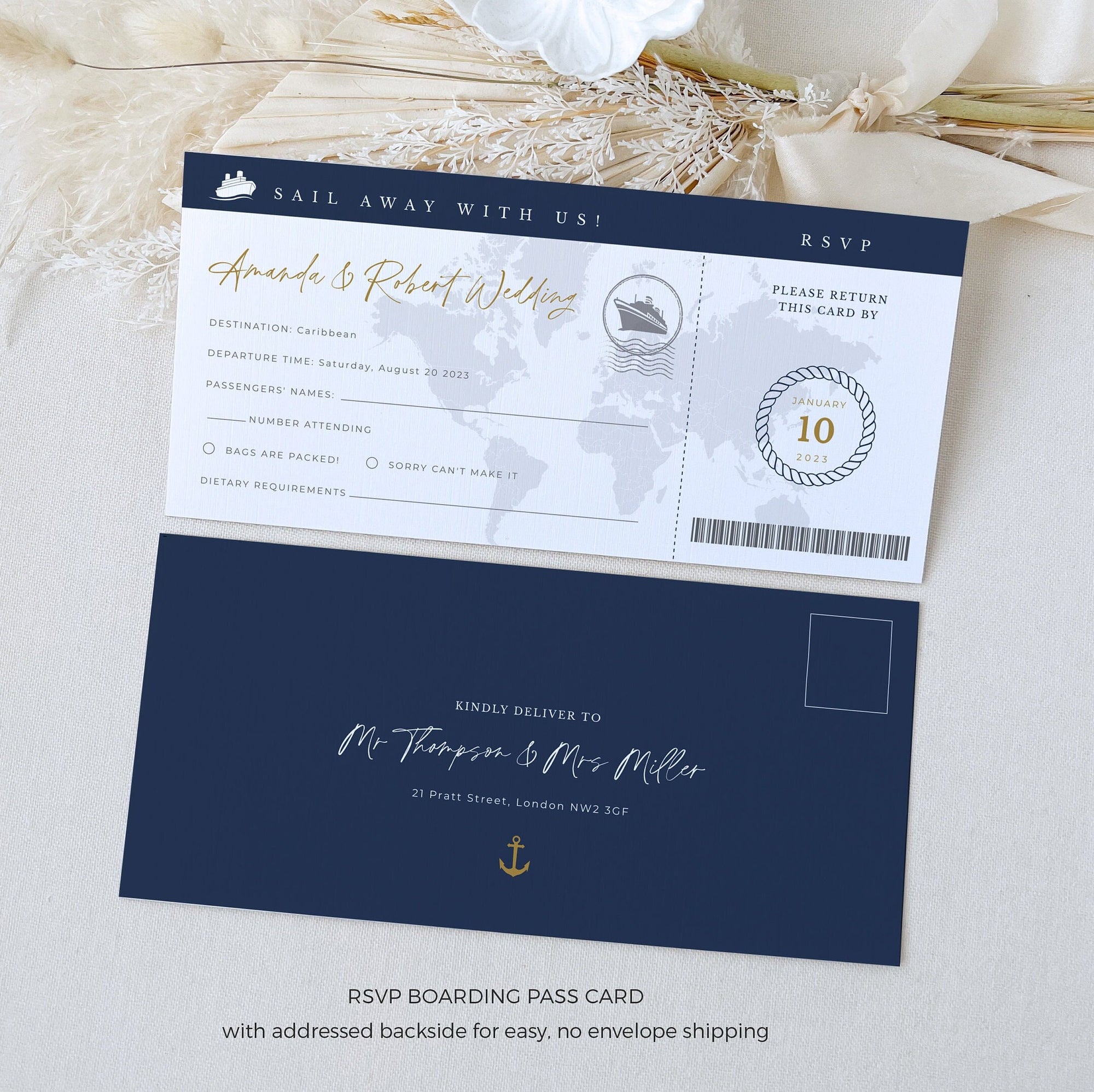 Nautical Passport Wedding Invitation Template