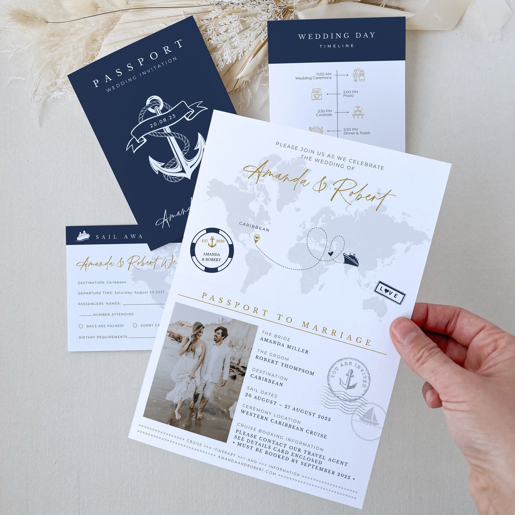 Nautical Passport Wedding Invitation Template