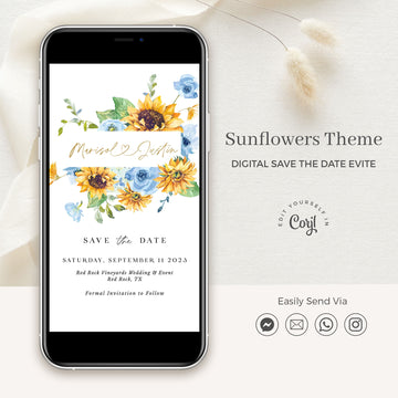 IVY Digital Save the Date Templates Sunflowers
