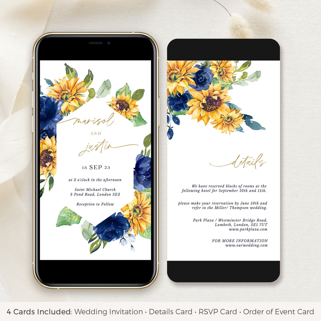 IVY Rustic Sunflowers Wedding Invitation Electronic