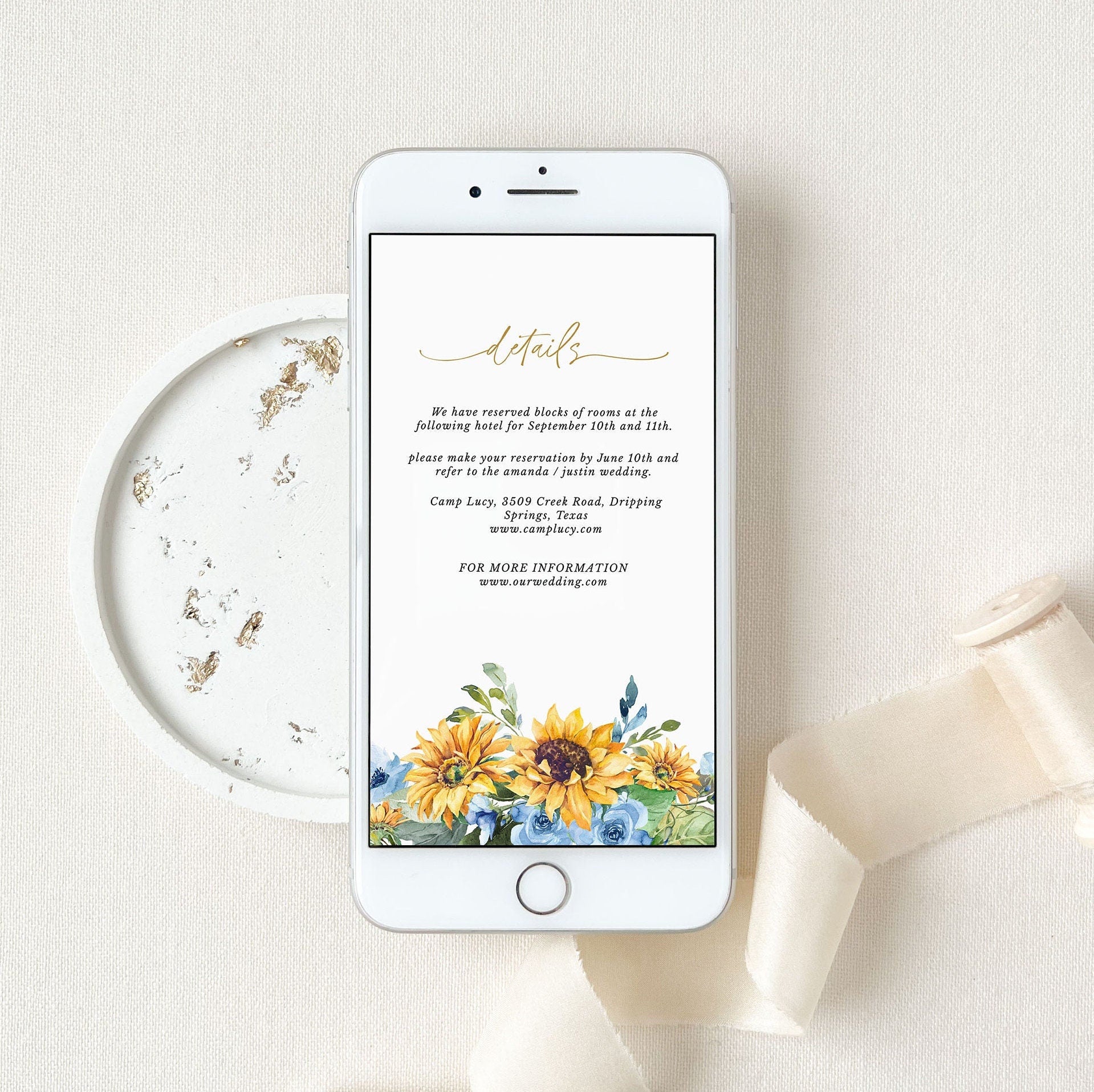IVY Electronic Wedding Invitation Roses and Sunflowers