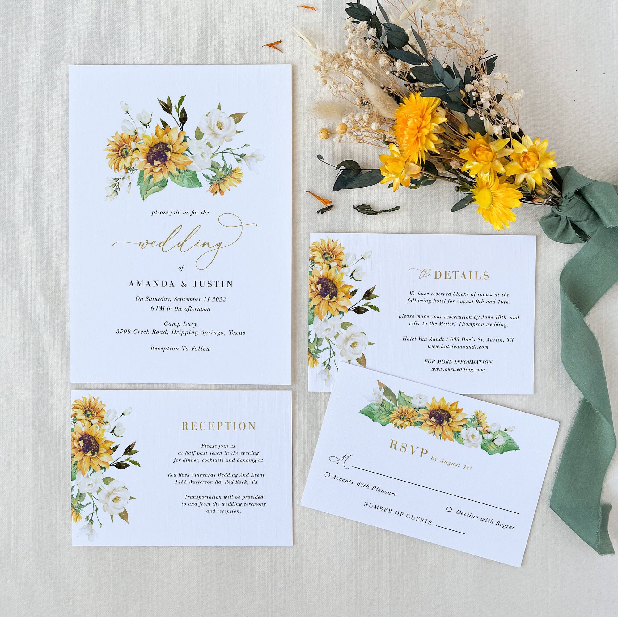 MARISOL Sunflower Wedding Invitation Set Template