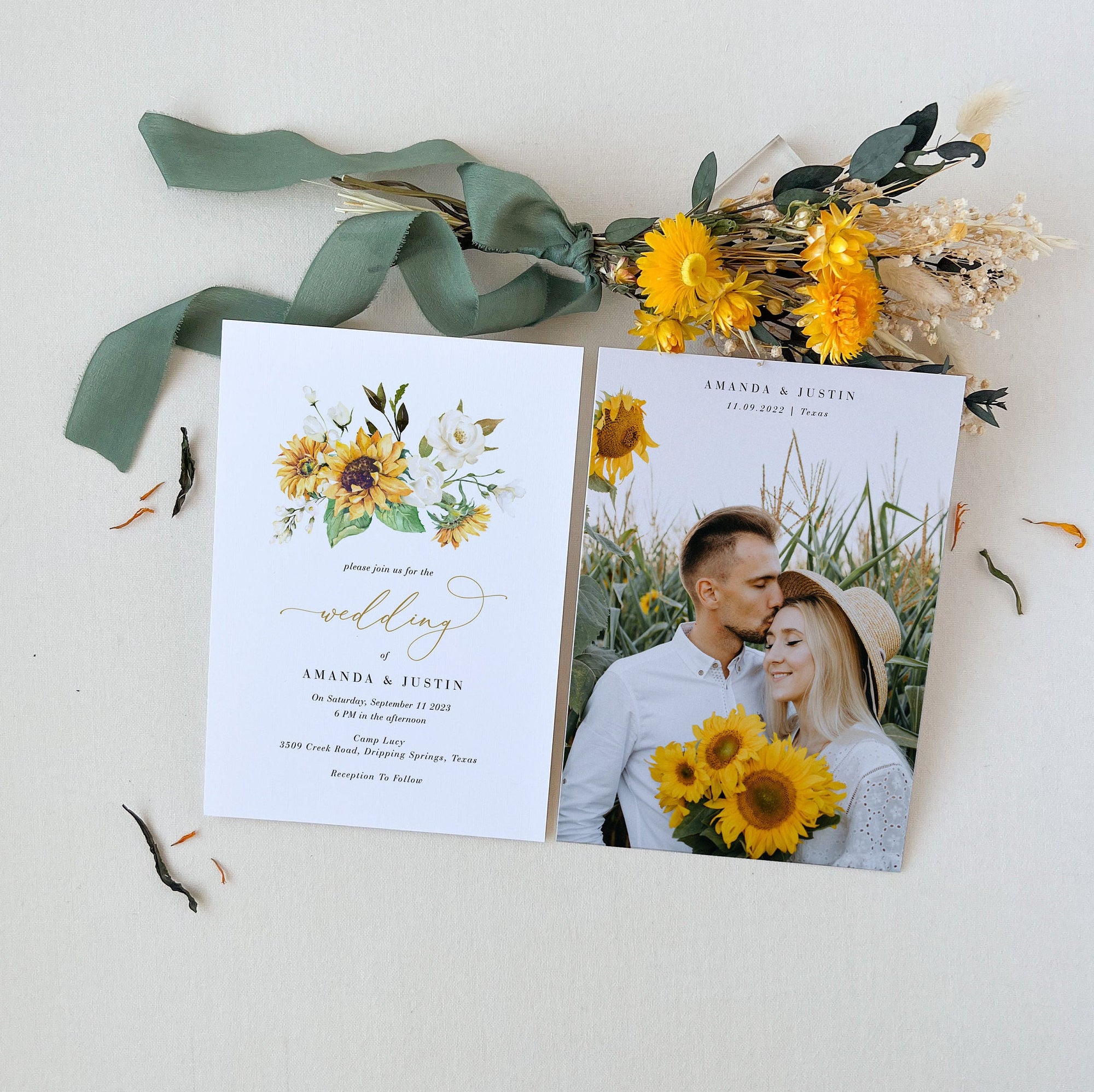 MARISOL Sunflower Wedding Invitation Set Template