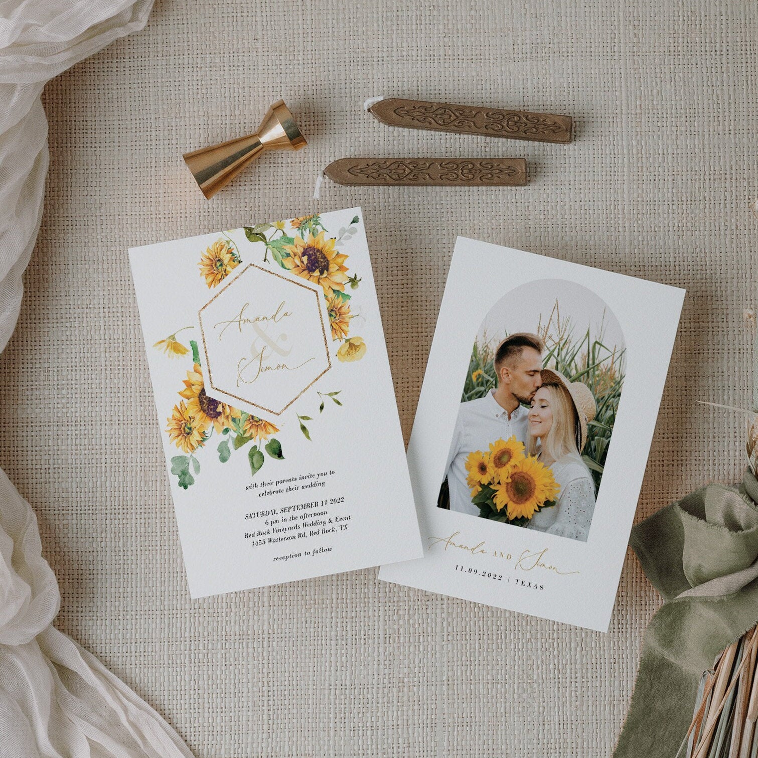 MARISOL Rustic Wedding Invitation Set Template