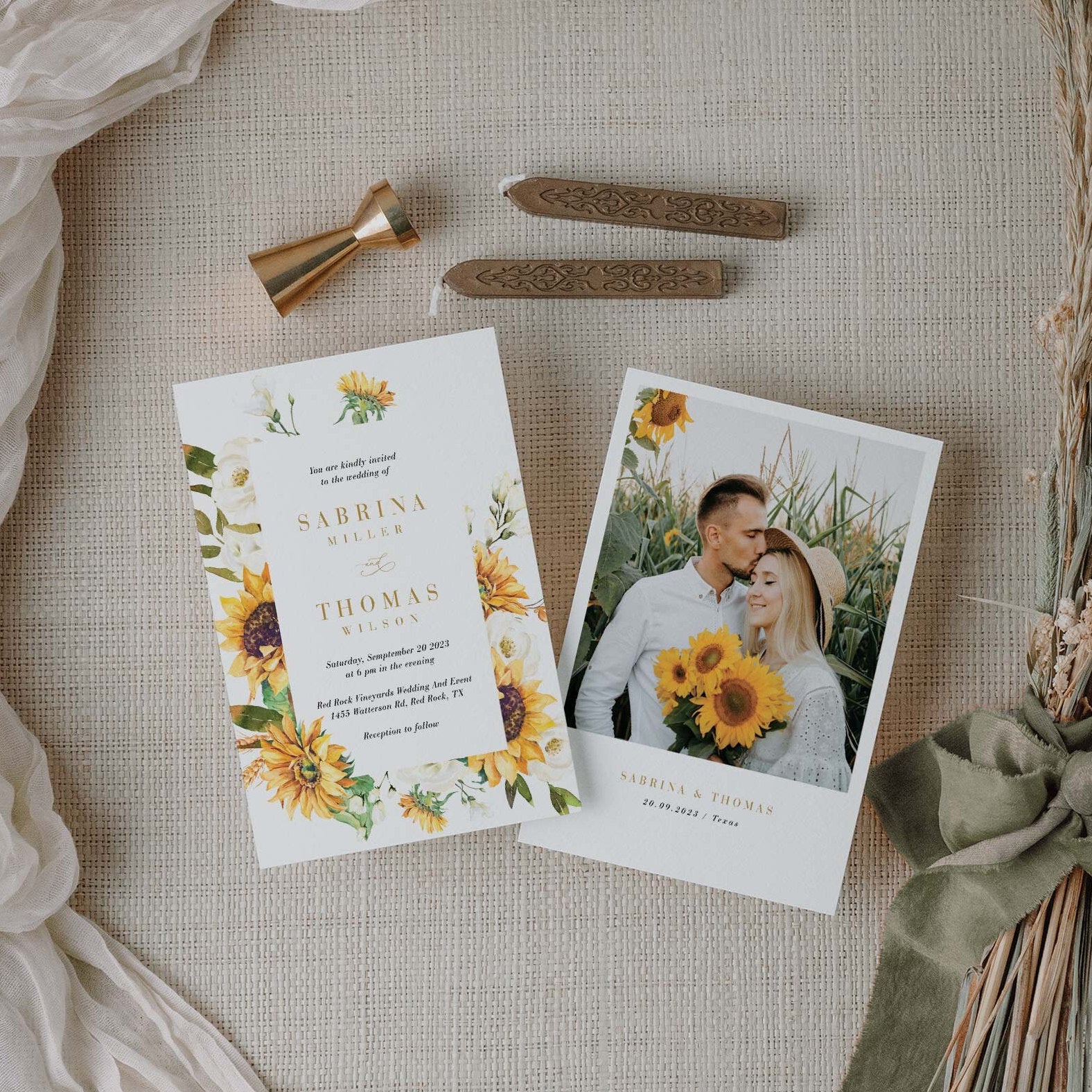 MARISOL Sunflower Wedding Invitation Suite Template