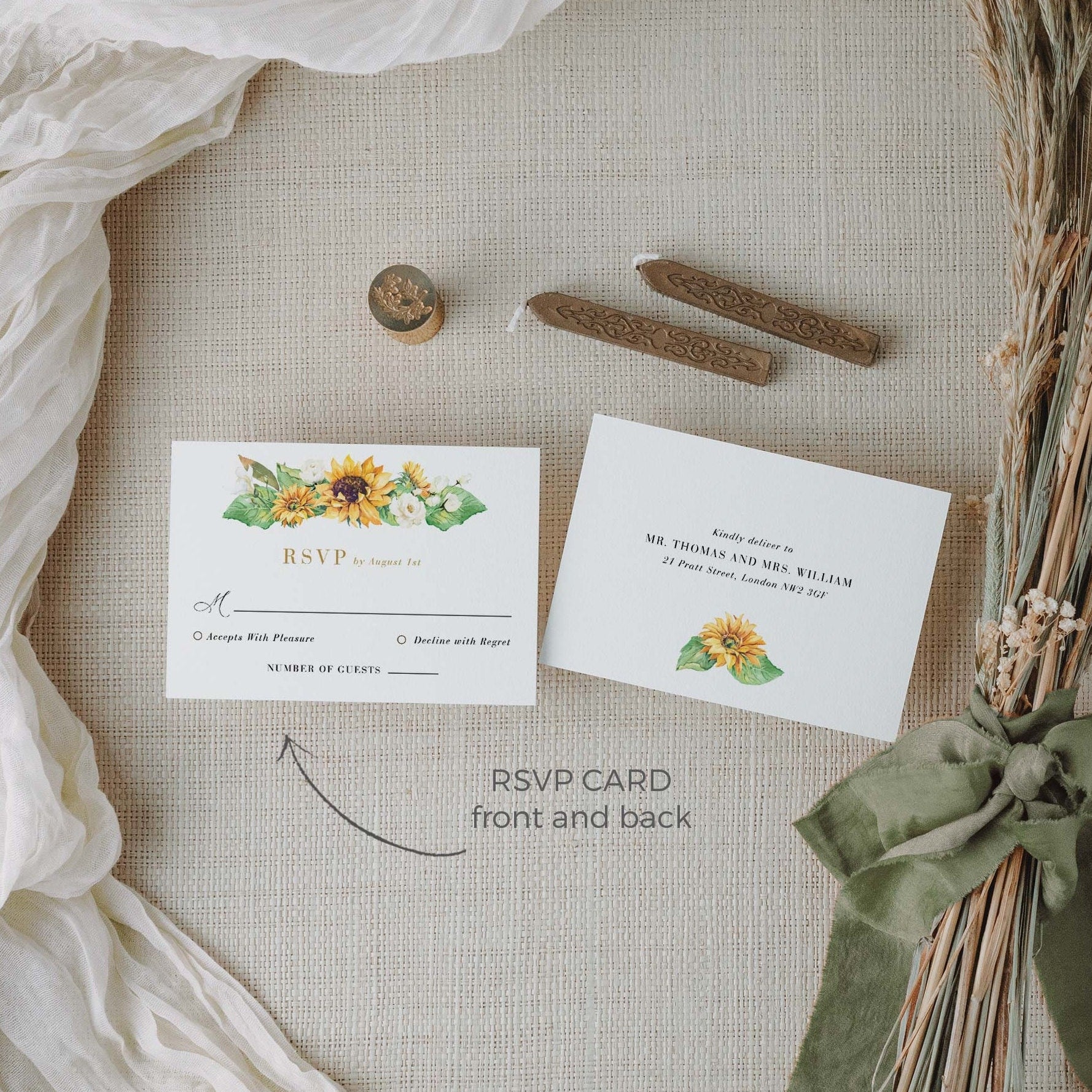 MARISOL Sunflower Wedding Invitation Suite Template