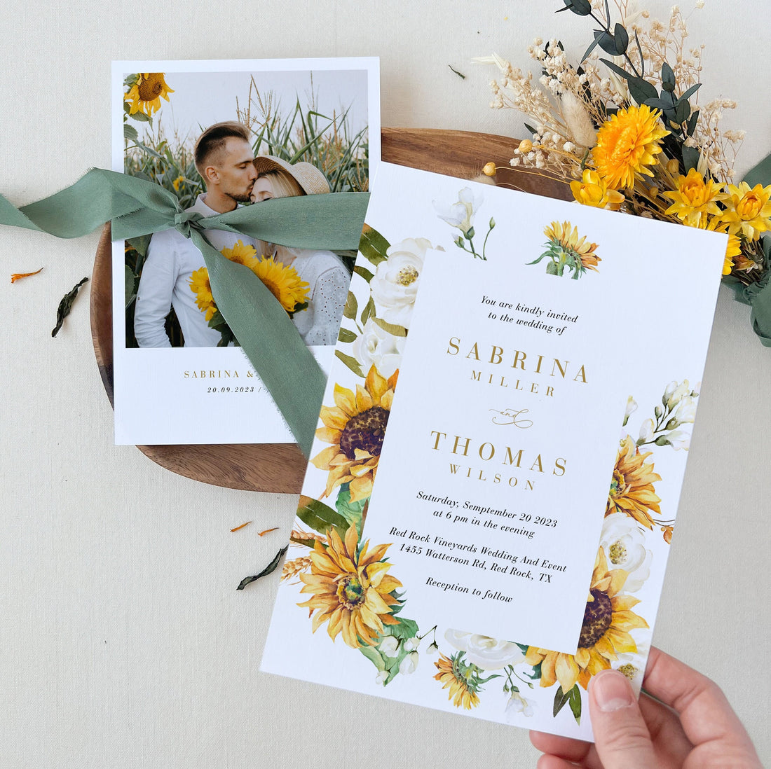 MARISOL Sunflower Wedding Invitation Suite Template